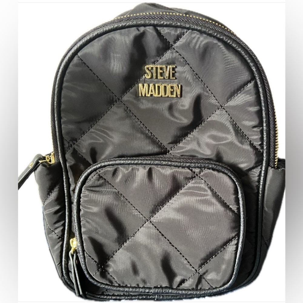 Steve Madden Mini Black Quilted Backpack
